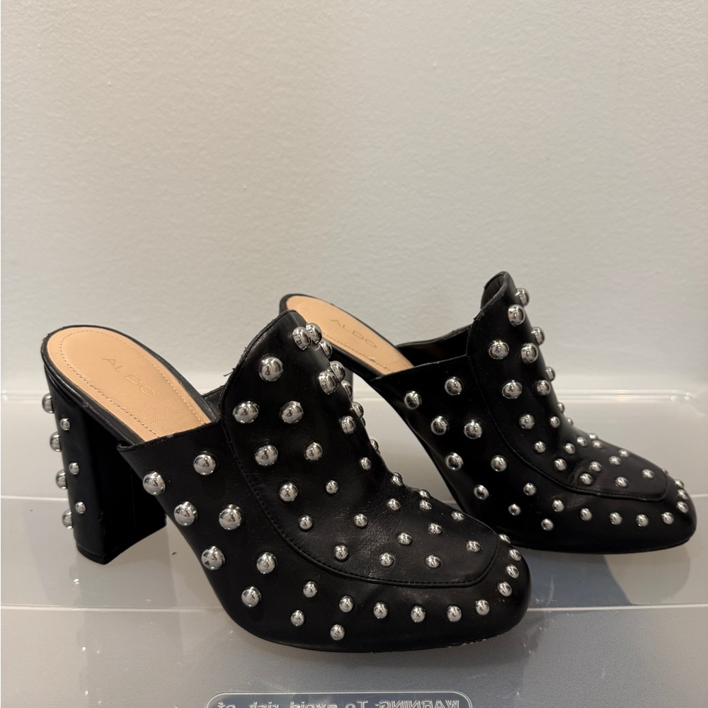 Aldo Black Studded Mules